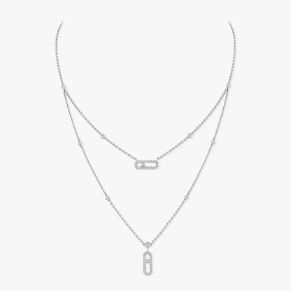 [Stars Jewelry]2 Rows Rose Gold Diamond Pave_ Necklace Move Uno