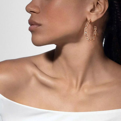 [Stars Jewelry]Move Link Diamond Hoop Earrings