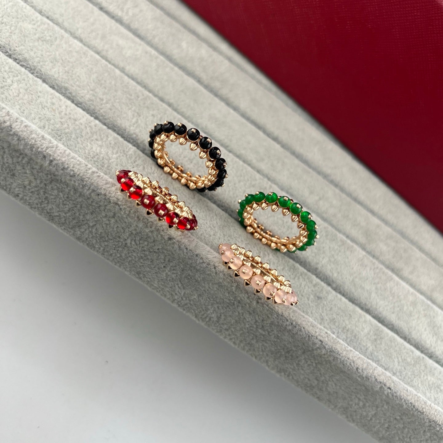 [Stars Jewelry]PYRAMID COLORED STONE STUD RING
