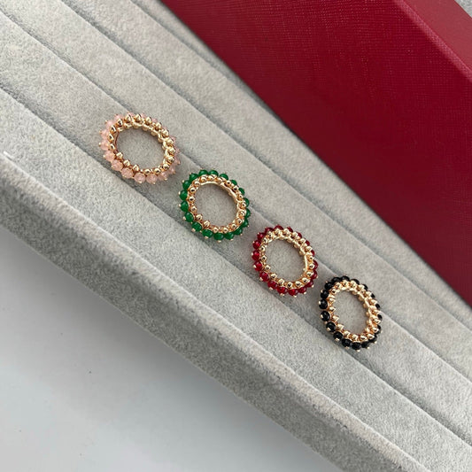 [Stars Jewelry]PYRAMID COLORED STONE STUD RING