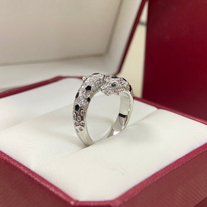 [Stars Jewelry]FULL DIAMOND DOUBLE LEOPARD HEAD RING