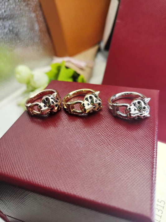 [Stars Jewelry]LEOPARD-HEAD LEOPARD-PRINT COUPLE RING