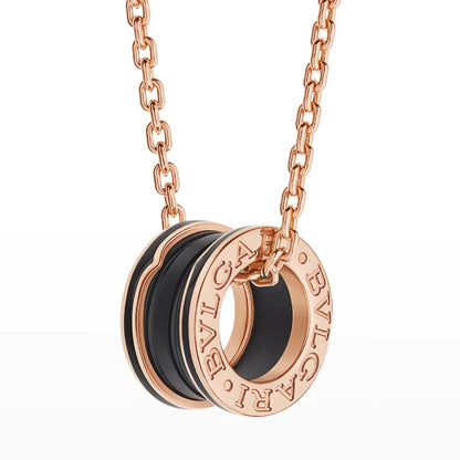 [Stars Jewelry]ZERO 1 BLACK CERAMIC PINK GOLD NECKLACE