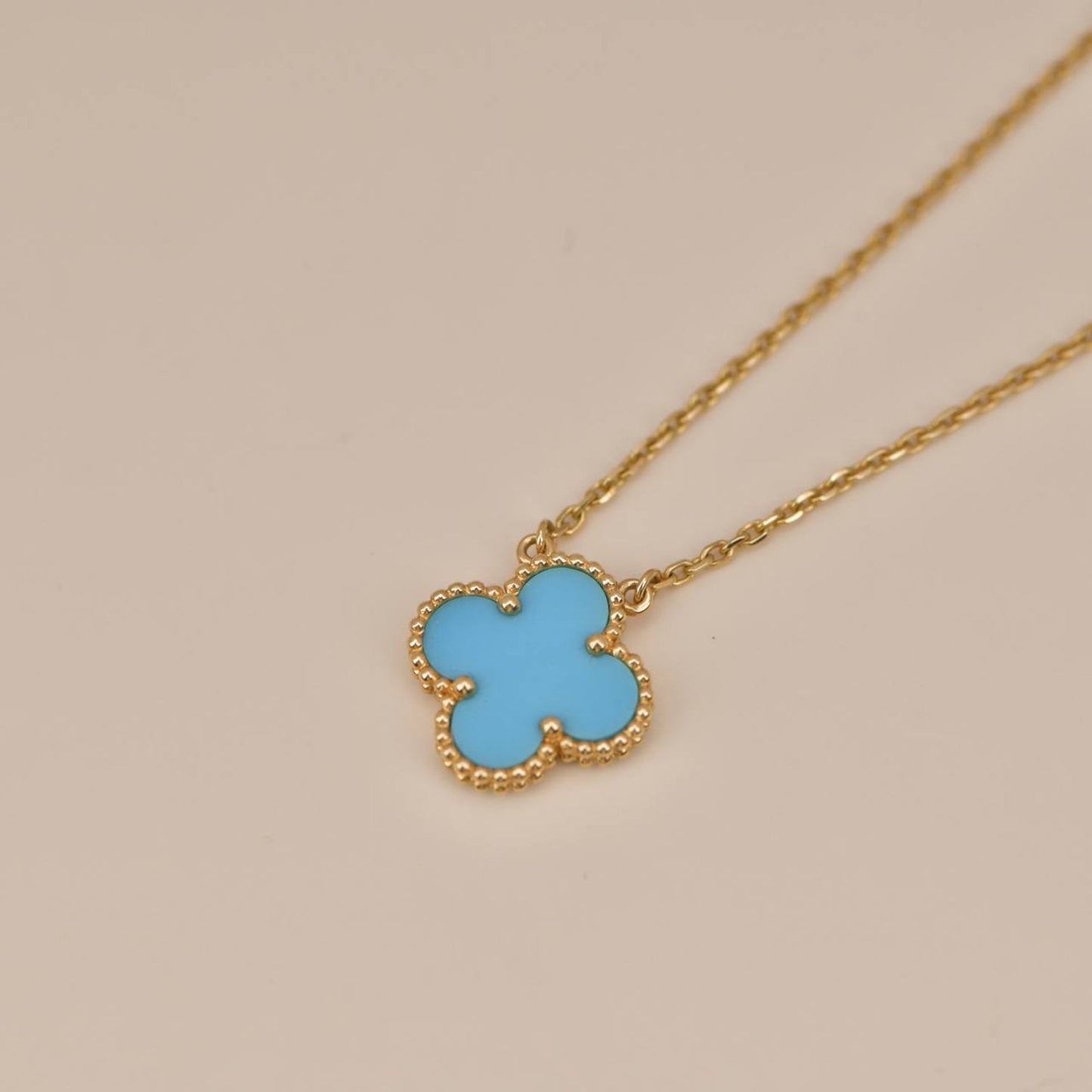 [Stars Jewelry]CLOVER 15MM VINTAGE TURQUOISE NECKLACE