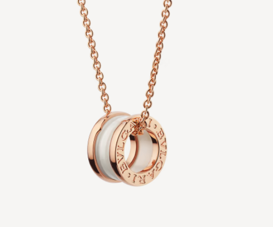 [Stars Jewelry]ZERO 1 WHITE CERAMIC PINK GOLD NECKLACE