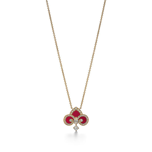 [Stellar jewels]FLEUR DE LIS PINK GOLD DIAMOND NECKLACE