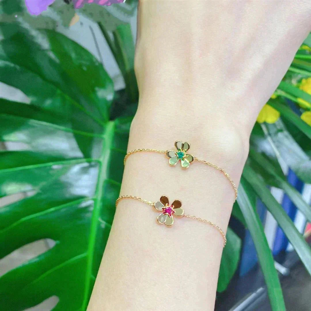 [Stars Jewelry]FRIVOLE GOLD FLOWER PINK MALACHITE BRACELET