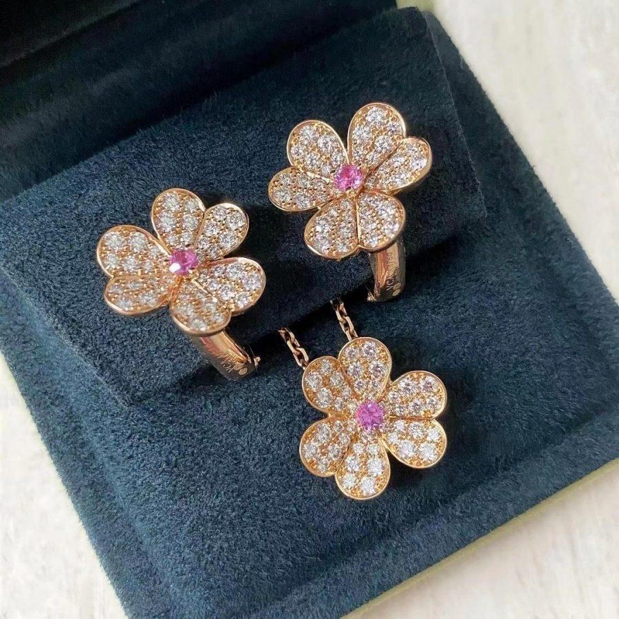 [Stars Jewelry]FRIVOLE PINK GOLD FLOWER DIAMOND EARRINGS