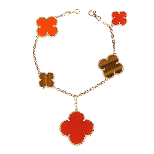 [Stars Jewelry]CLOVER BRACELET 5 MOTIFS CARNELIAN TIGER EYE