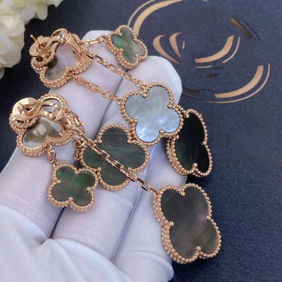 [Stars Jewelry]CLOVER EARRINGS DARK MOP 4 MOTIFS ROSE GOLD
