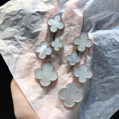[Stars Jewelry]CLOVER EARRINGS WHITE MOP 4 MOTIFS SILVER