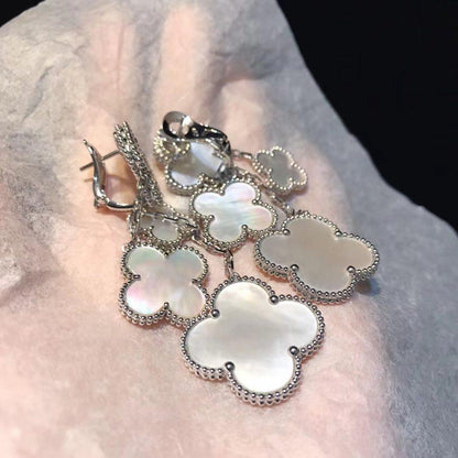 [Stars Jewelry]CLOVER EARRINGS WHITE MOP 4 MOTIFS SILVER