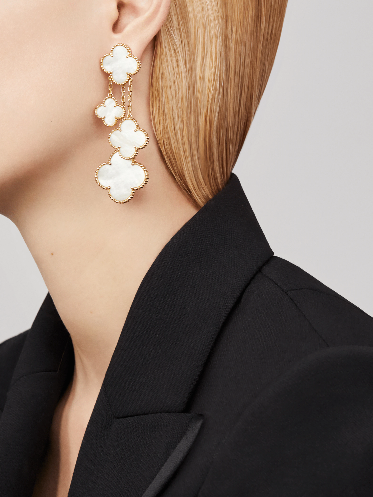 [Stars Jewelry]CLOVER EARRINGS WHITE MOP 4 MOTIFS GOLD