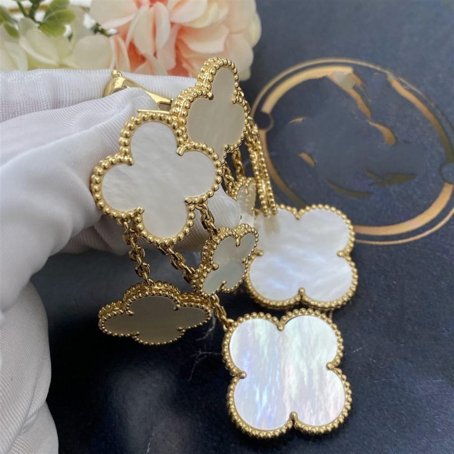 [Stars Jewelry]CLOVER EARRINGS WHITE MOP 4 MOTIFS GOLD