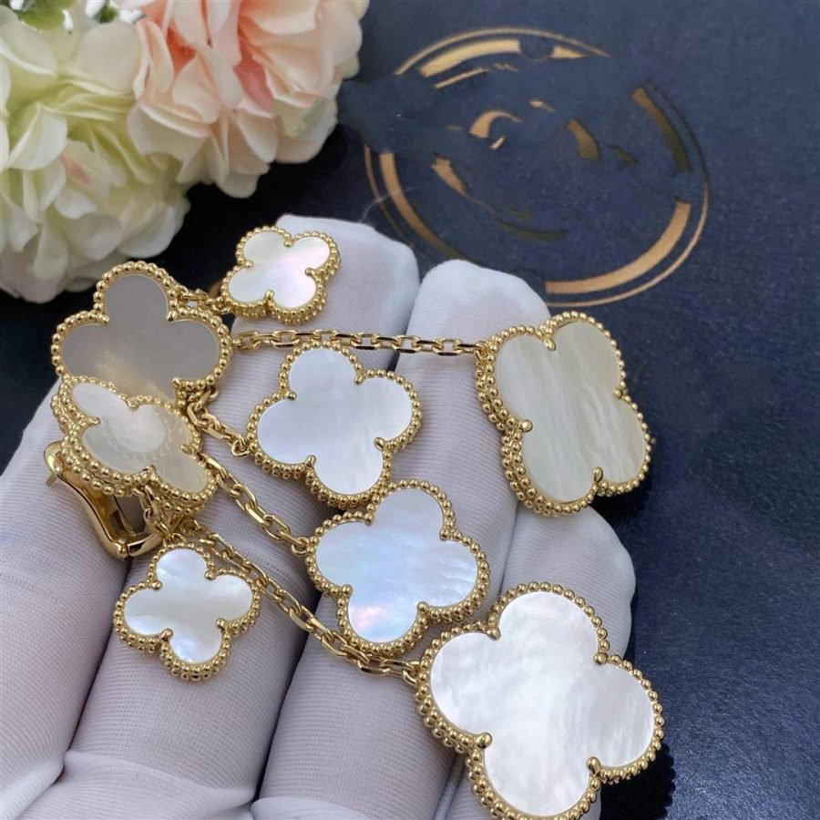 [Stars Jewelry]CLOVER EARRINGS WHITE MOP 4 MOTIFS GOLD