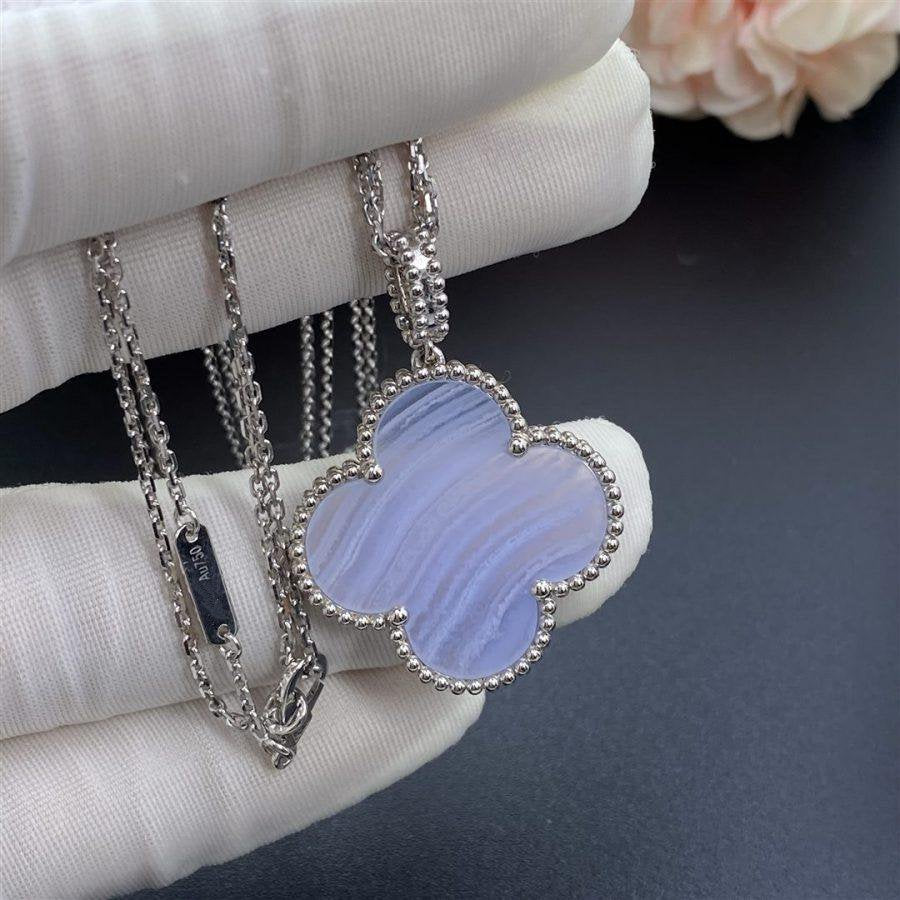 [Stars Jewelry]CLOVER SILVER CHALCEDONY BIG CLOVER NECKLACE