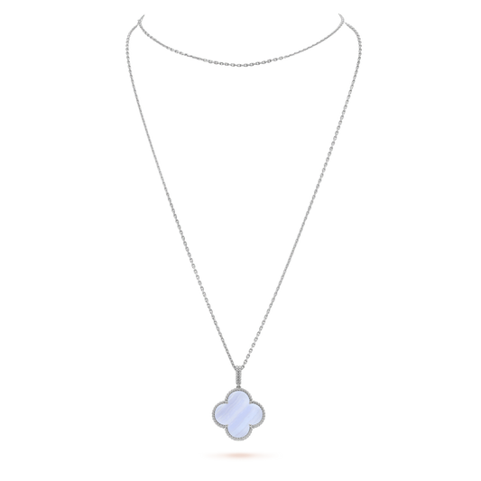 [Stars Jewelry]CLOVER SILVER CHALCEDONY BIG CLOVER NECKLACE