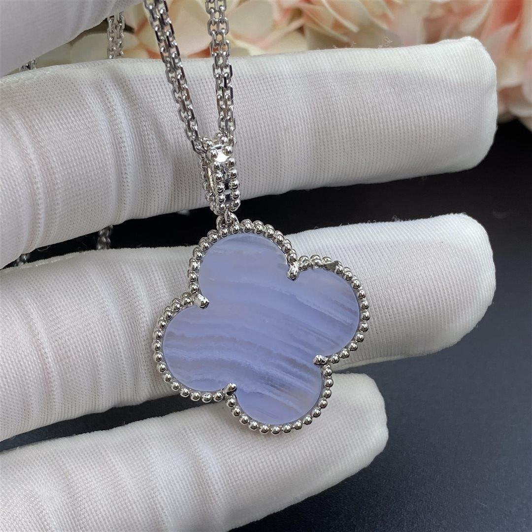 [Stars Jewelry]CLOVER SILVER CHALCEDONY BIG CLOVER NECKLACE