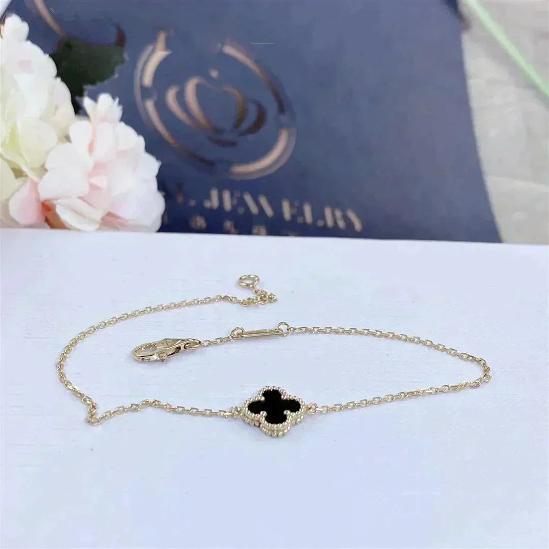 [Stars Jewelry]CLOVER ONYX SINGLE FLOWER BRACELET