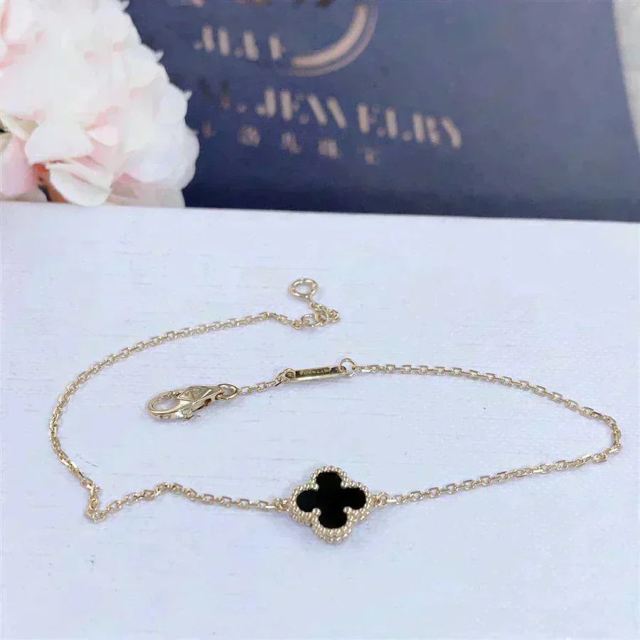 [Stars Jewelry]CLOVER ONYX SINGLE FLOWER BRACELET