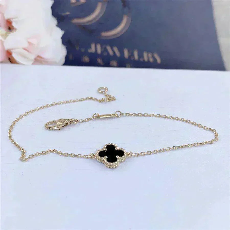 [Stars Jewelry]CLOVER ONYX SINGLE FLOWER BRACELET