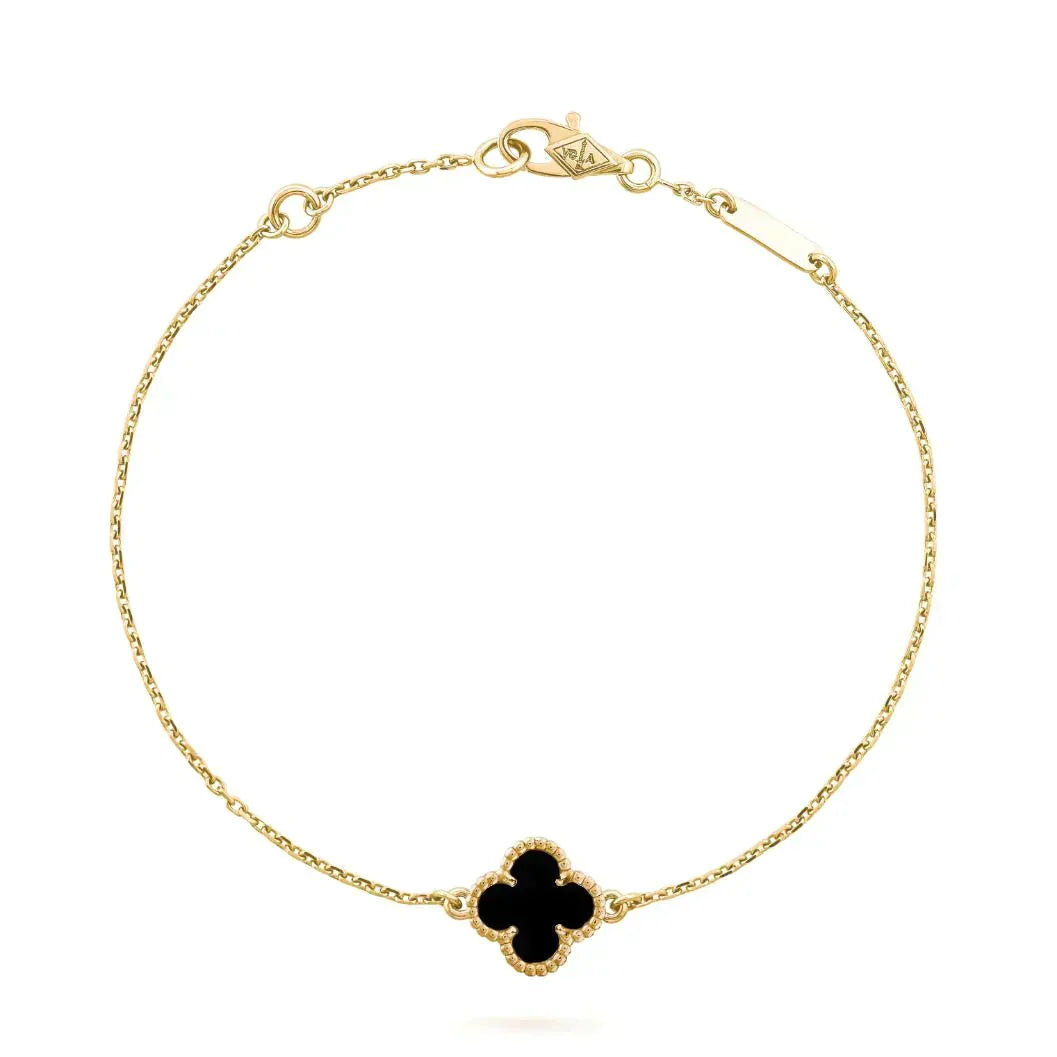 [Stars Jewelry]CLOVER ONYX SINGLE FLOWER BRACELET