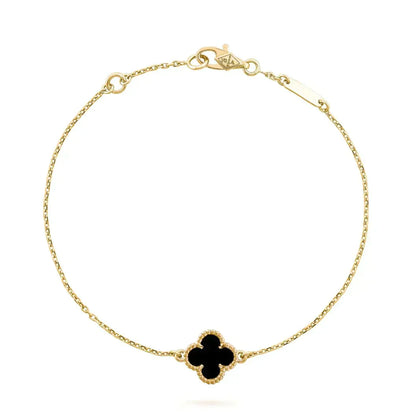 [Stars Jewelry]CLOVER ONYX SINGLE FLOWER BRACELET