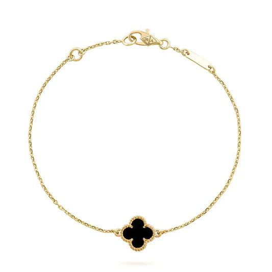 [Stars Jewelry]CLOVER ONYX SINGLE FLOWER BRACELET