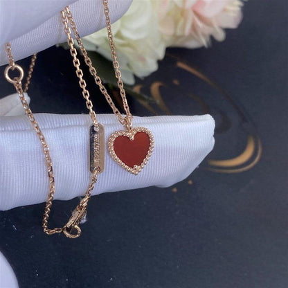 [Stars Jewelry]SWEET CLOVER CARNELIAN HEART NECKLACE