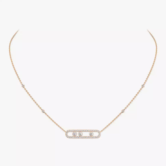 [Stars Jewelry] Move Pave_ Rose Gold Diamond Necklace