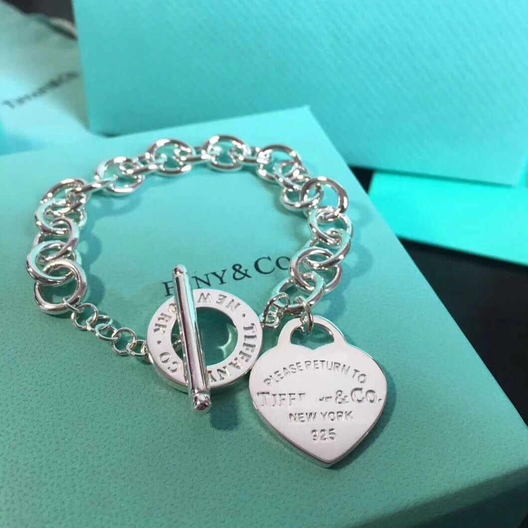 [Stellar jewels]LOVE HEART PIN BUCKLE RETURN TO TIF SILVER BRACELET