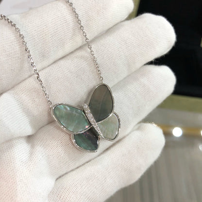 [Stars Jewelry]LARGE BUTTERFLY SILVER PENDANT DIAMOND NECKLACE
