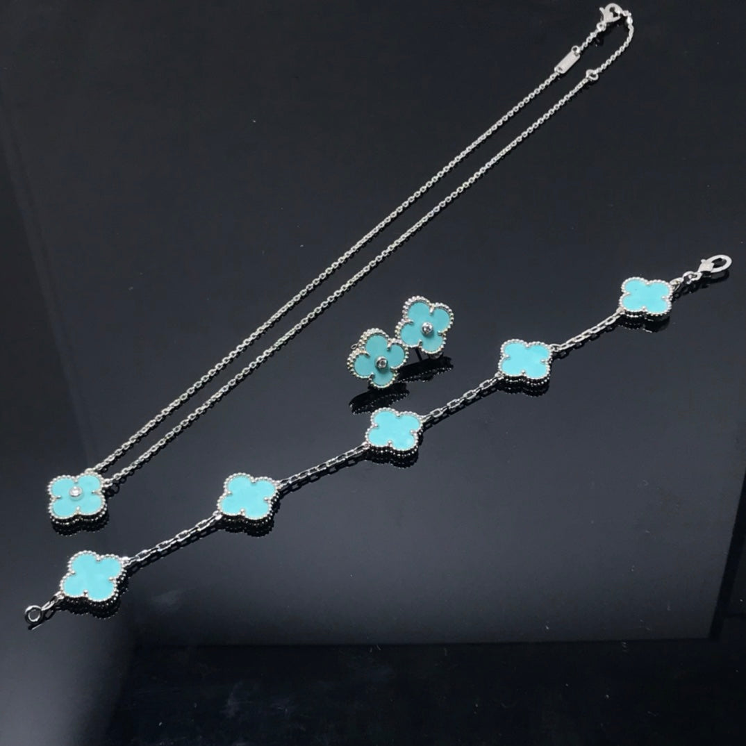 [Stars Jewelry]CLOVER 1 DIAMOND BLUE SKY SILVER EARRINGS