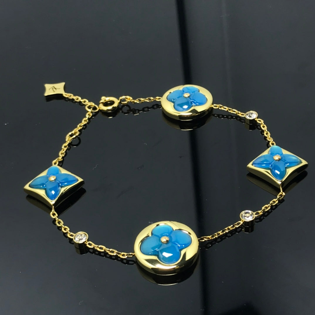 [Stars Jewelry]STAR AND SUN 4 MOTIF BLUE BRACELET