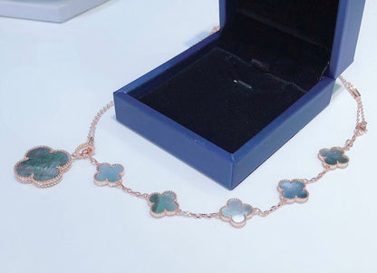 [Stars Jewelry]COMBINED BRACELET 5 MOTIFS AND NECKLACE DARK MOP ROSE GOLD