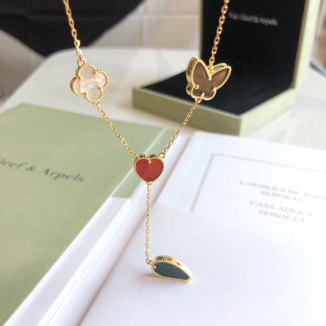 [Stars Jewelry]LUCKY SPRING 4 MOTIFS ROSE GOLD NECKLACE