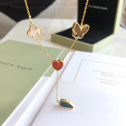 [Stars Jewelry]LUCKY SPRING 4 MOTIFS ROSE GOLD NECKLACE