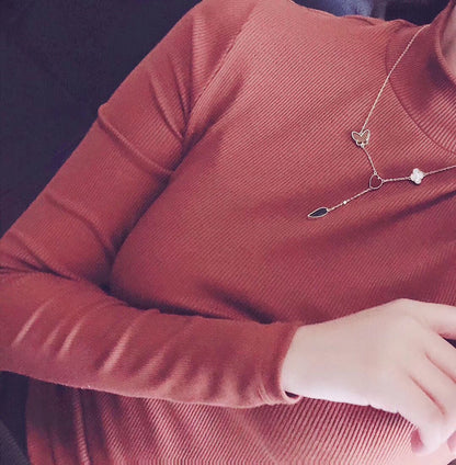 [Stars Jewelry]LUCKY SPRING 4 MOTIFS ROSE GOLD NECKLACE