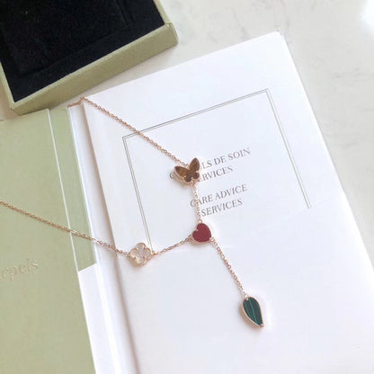 [Stars Jewelry]LUCKY SPRING 4 MOTIFS ROSE GOLD NECKLACE