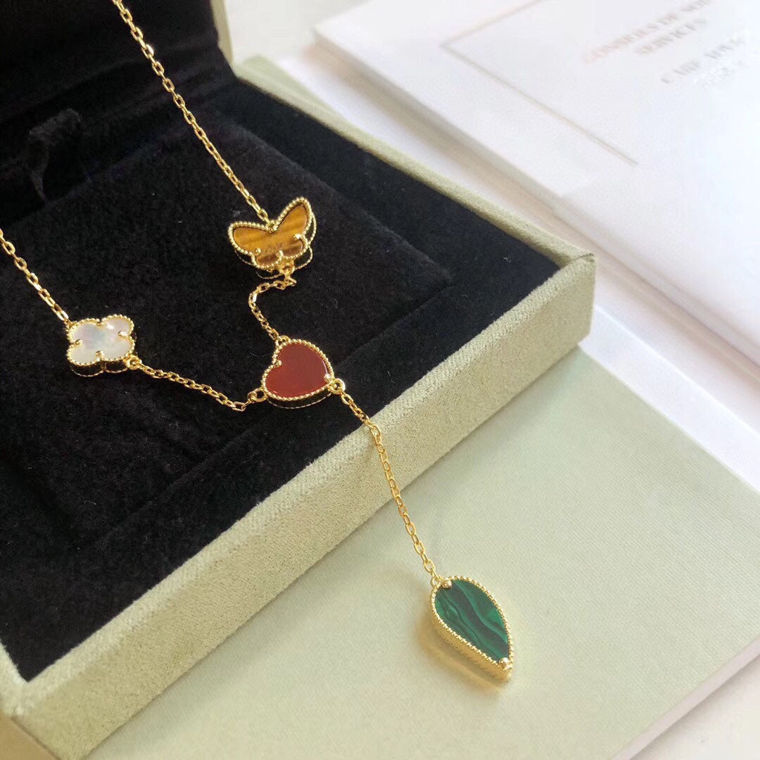 [Stars Jewelry]LUCKY SPRING 4 MOTIFS ROSE GOLD NECKLACE