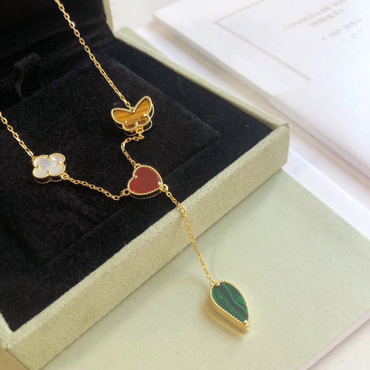 [Stars Jewelry]LUCKY SPRING 4 MOTIFS ROSE GOLD NECKLACE