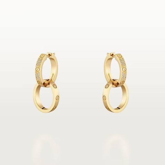 [Stars Jewelry]LOVE 3.3MM DANGLE HALF DIAMOND EARRINGS