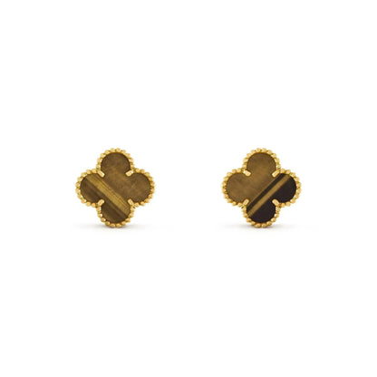 [Stars Jewelry]CLOVER MEDIUM 1 MOTIFS TIGER EYE EARRINGS