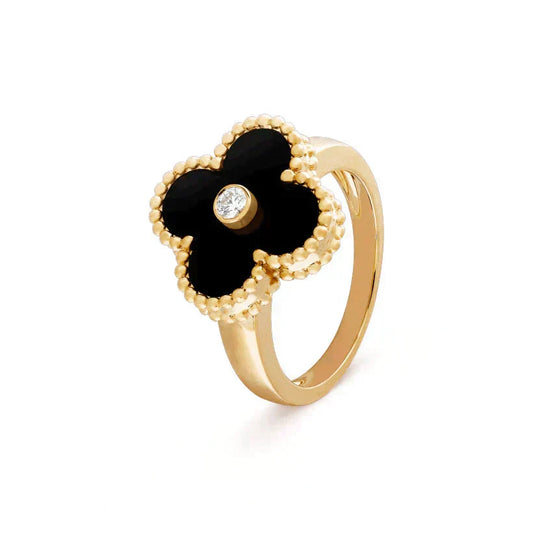 [Stars Jewelry]CLOVER ONYX RING GOLD DIAMOND