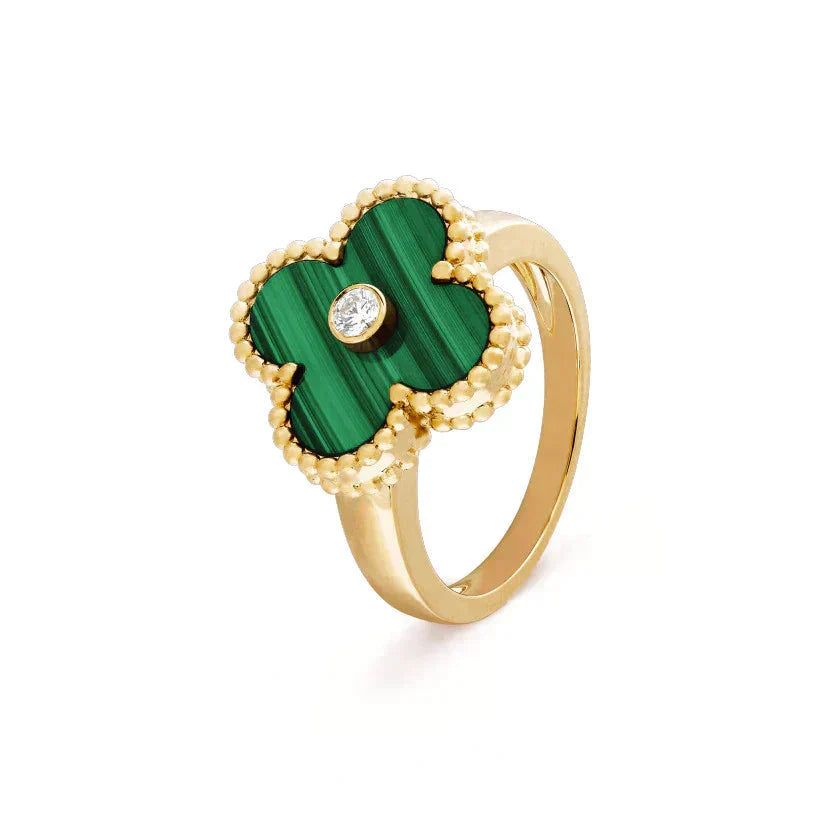 [Stars Jewelry]CLOVER MALACHITE RING GOLD DIAMOND
