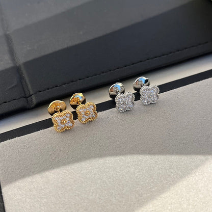 [Stars Jewelry]CLOVER MINI DIAMOND STUD EARRINGS