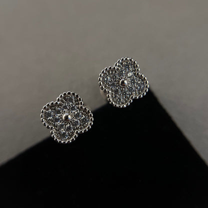 [Stars Jewelry]CLOVER MINI DIAMOND STUD EARRINGS