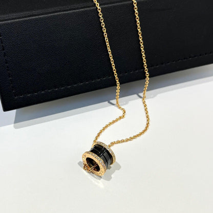 [Stars Jewelry]ZERO 1 BLACK CERAMIC DIAMOND PINK GOLD NECKLACE